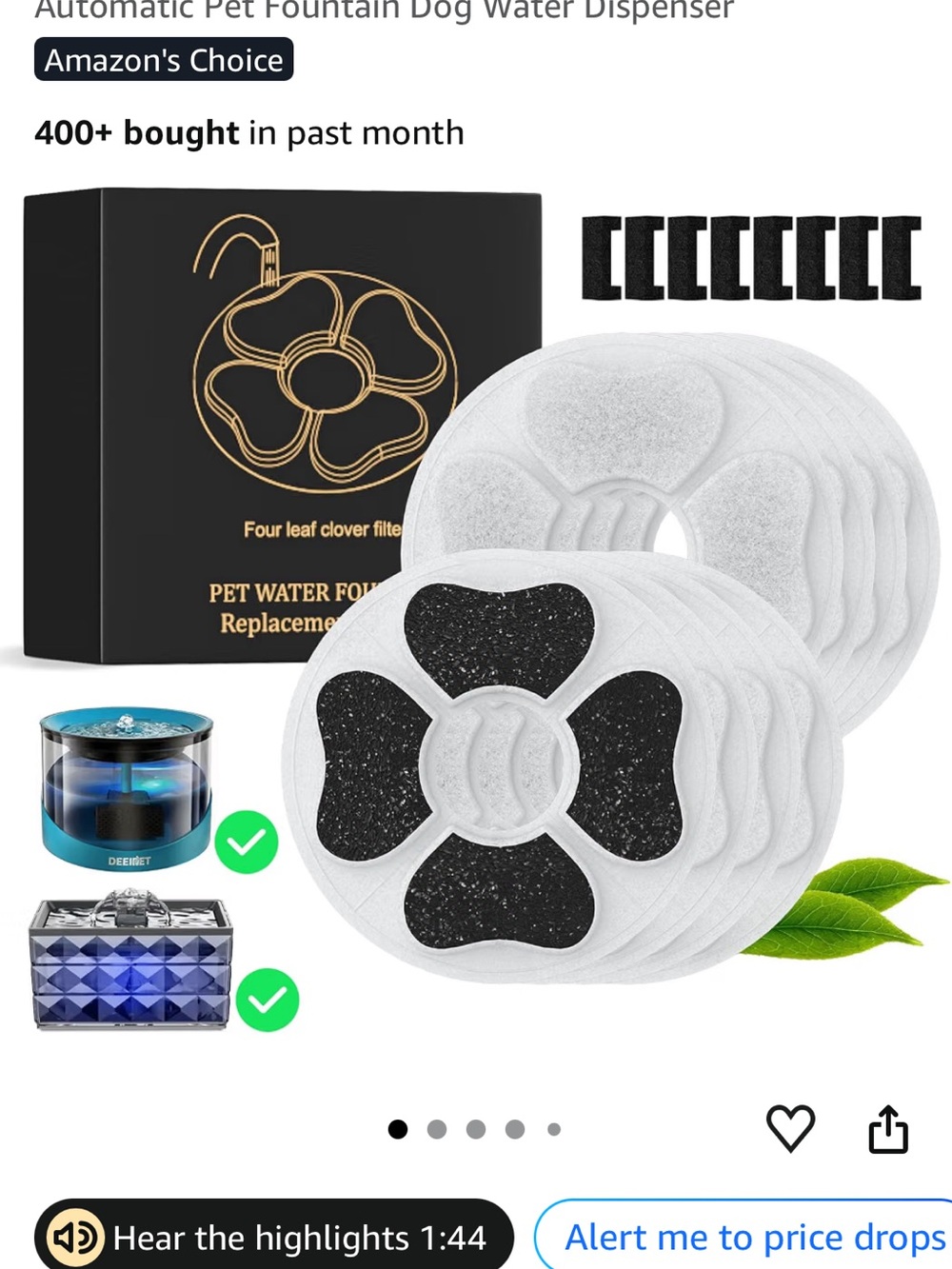 Pet Fountain Replacement Filters - White Four-Leaf Clover Pack